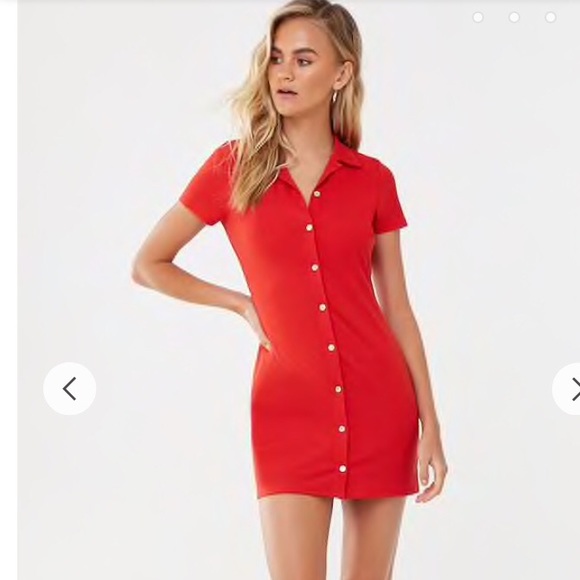 Forever 21 Dresses & Skirts - Forever 21 Red Ribbed Button Front Mini Dress NWT